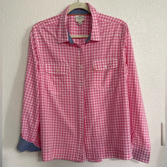 Pink check button-up blouse - Picture 1 of 10